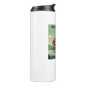 Er hat nur eine begrenzte Zeit, um Frauen mit dem  Thermosbecher (Nach links gedreht)