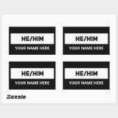 Er hat Pronouns Schwarz-Weiß Rechteckiger Aufkleber (Blatt)