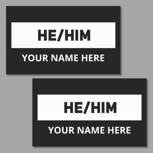 Er hat Pronouns Schwarz-Weiß Rechteckiger Aufkleber