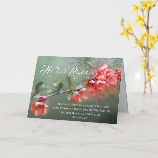 Er hat Rised Spring Blumen Bible Verse Oster Karte (Gelbe Blume)