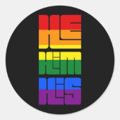 Er hat sein eigenes Rainbow-Design Runder Aufkleber (Vorderseite)