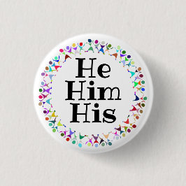 Er hat seine Pronomen im Kreis der menschlichen Fi Button