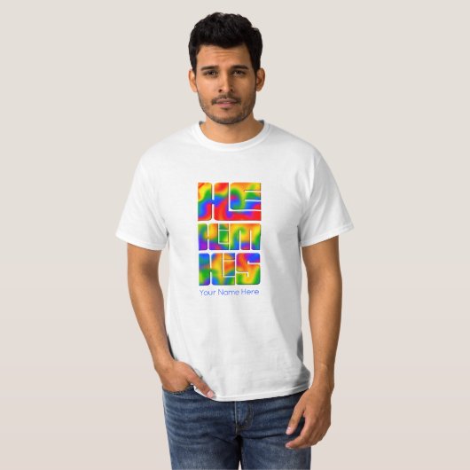 Er hat seine Pronouns-Rainbow-Gefärbte Krawatte T-Shirt (Vorne ganz)