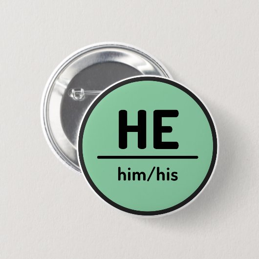 Er hat seinen Pronoun Button - Grün (Vorne & Hinten)