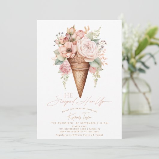Er hat sie mit Eiscreme-Brautparty ausgezogen Einladung (Stehend Vorderseite)