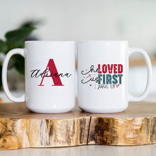 Er hat uns zuerst geliebt Monogramm Anfangsbuchsta Kaffeetasse