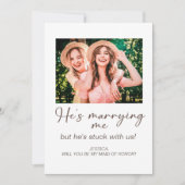 Er heiratet mich und bleibt beim Foto unserer Trau Einladung (Vorderseite)