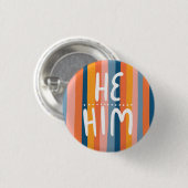 ER/HIM Pronouns farbenfrohe Handschriftenstreifen Button (Vorne & Hinten)