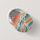 ER/HIM Pronouns farbenfroher handgezeichneter Rege Button (Vorne & Hinten)