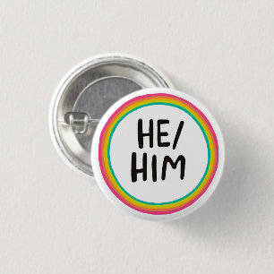 ER/HIM Pronouns Rainbow Bright Circle Ring Button