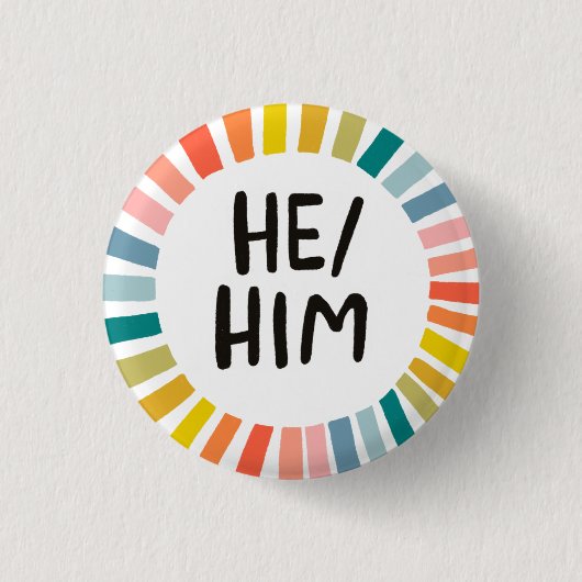 ER/HIM Pronouns Rainbow Soft Circle Ring Button (Vorderseite)