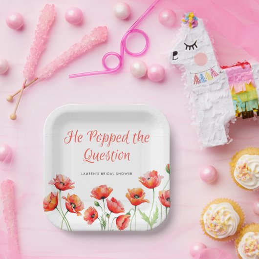 Er hob das Brautparty "Frage Poppy Blume" auf Pappteller (Party)