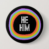 ER IHM farbenfrohe Gender Rainbow Circle Pronouns Button (Vorderseite)