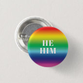 Er, Ihm Geschlecht Pronouns Regenbogenflagge Gay P Button (Vorne & Hinten)