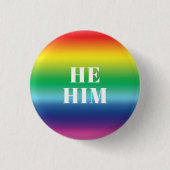 Er, Ihm Geschlecht Pronouns Regenbogenflagge Gay P Button (Vorderseite)