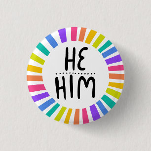 ER/IHM Pronouns Rainbow Handlett Pride Button