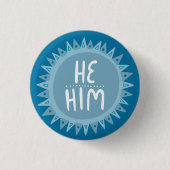 ER / IHM Pronouns Sun Pride handletted Blue Button (Vorderseite)