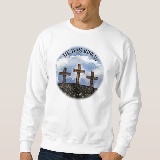 Er ist 3 schroffe Kreuze mit Prayer Lords Sweatshirt (Vorderseite)