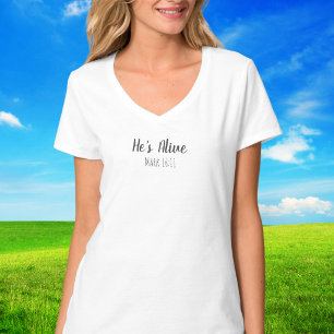 Er ist am Leben/Markus 16 Typografie Christliches T-Shirt