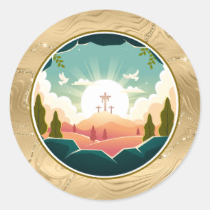 Er ist am Sonntag Risen und Feier der Auferstehung Runder Aufkleber