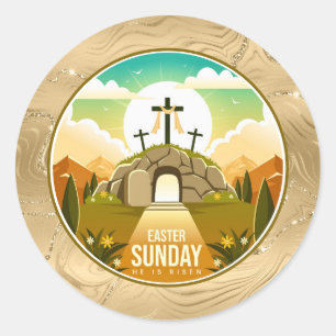 Er ist am Sonntag Risen und Feier der Auferstehung Runder Aufkleber