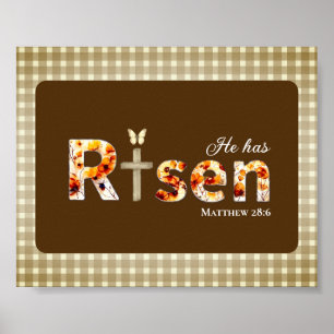 Er ist auferstanden Bibelvers Kreuz religiös Oster Poster