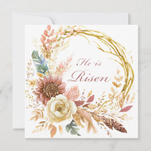 Er ist auferstanden Boho-Blumenkranz Ostern Feiertagskarte