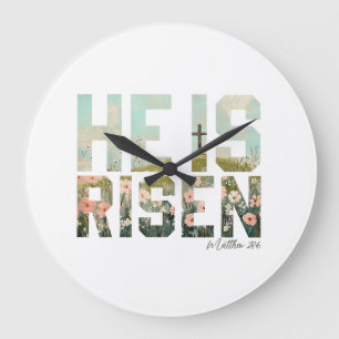 Er ist auferstanden Boho Ostern Christlich Jesus Große Wanduhr