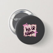 Er ist auferstanden Bunny Eier Frohe Ostern Jesus Button (Vorne & Hinten)