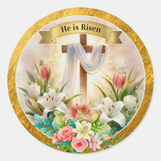Er ist auferstanden Christlich - Religiöses Ostern Runder Aufkleber