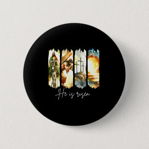 Er ist auferstanden Christliches Kreuz Jesus Bibel Button