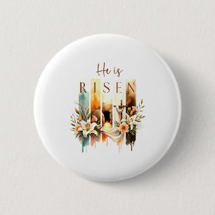 Er ist auferstanden Christliches Kreuz Jesus Bibel Button