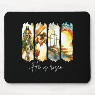 Er ist auferstanden Christliches Kreuz Jesus Bibel Mousepad
