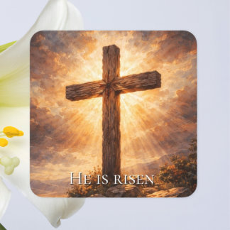 Er ist auferstanden Christliches Ostern Quadratischer Aufkleber