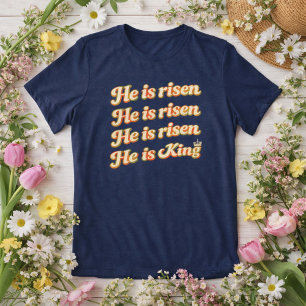 Er ist auferstanden Er ist König Retro-Schrift Vin Tri-Blend Shirt