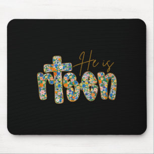 Er ist auferstanden Floral Frühling Ostern Jesus C Mousepad