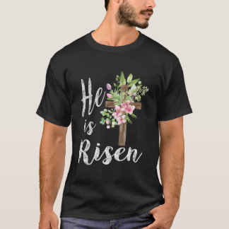 Er ist auferstanden Florales Kreuz Frohe Ostern 20 T-Shirt