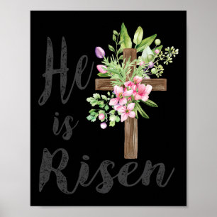Er ist auferstanden Florales Kreuz Vintage Frohe O Poster