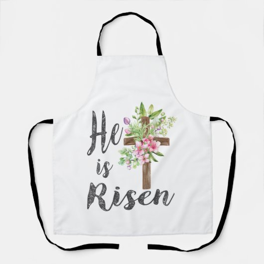 Er ist auferstanden Florales Kreuz Vintage Frohe O Schürze (Vorderseite)