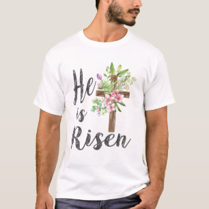 Er ist auferstanden Florales Kreuz Vintage Frohe O T-Shirt
