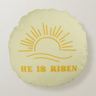 Er Ist Auferstanden Goldener Sonnenaufgang Christl Rundes Kissen