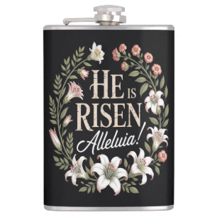 Er ist auferstanden Halleluja Floral christliches  Flachmann