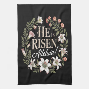 Er ist auferstanden Halleluja Floral christliches  Geschirrtuch
