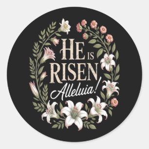 Er ist auferstanden Halleluja Floral christliches  Runder Aufkleber