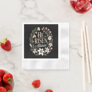 Er ist auferstanden Halleluja Floral christliches Serviette