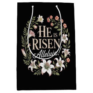 Er ist auferstanden Halleluja Floral Ostern Christ Mittlere Geschenktüte