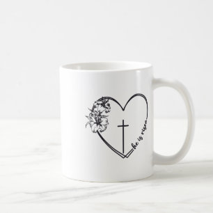 Er ist auferstanden Herz-Blumen-Kreuz-Bibel-Christ Kaffeetasse