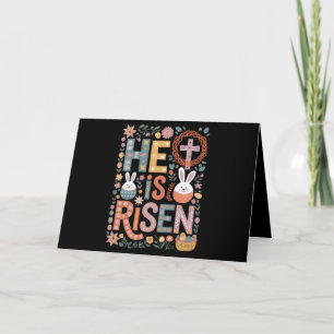 Er ist auferstanden Jesus Floral Süßer Osterhase K Dankeskarte