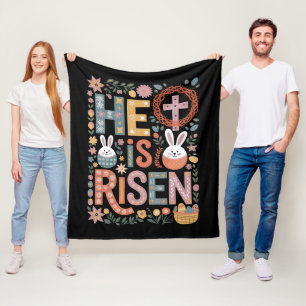 Er ist auferstanden Jesus Floral Süßer Osterhase K Fleecedecke