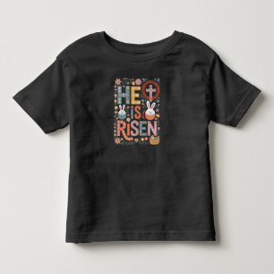 Er ist auferstanden Jesus Floral Süßer Osterhase K Kleinkind T-shirt